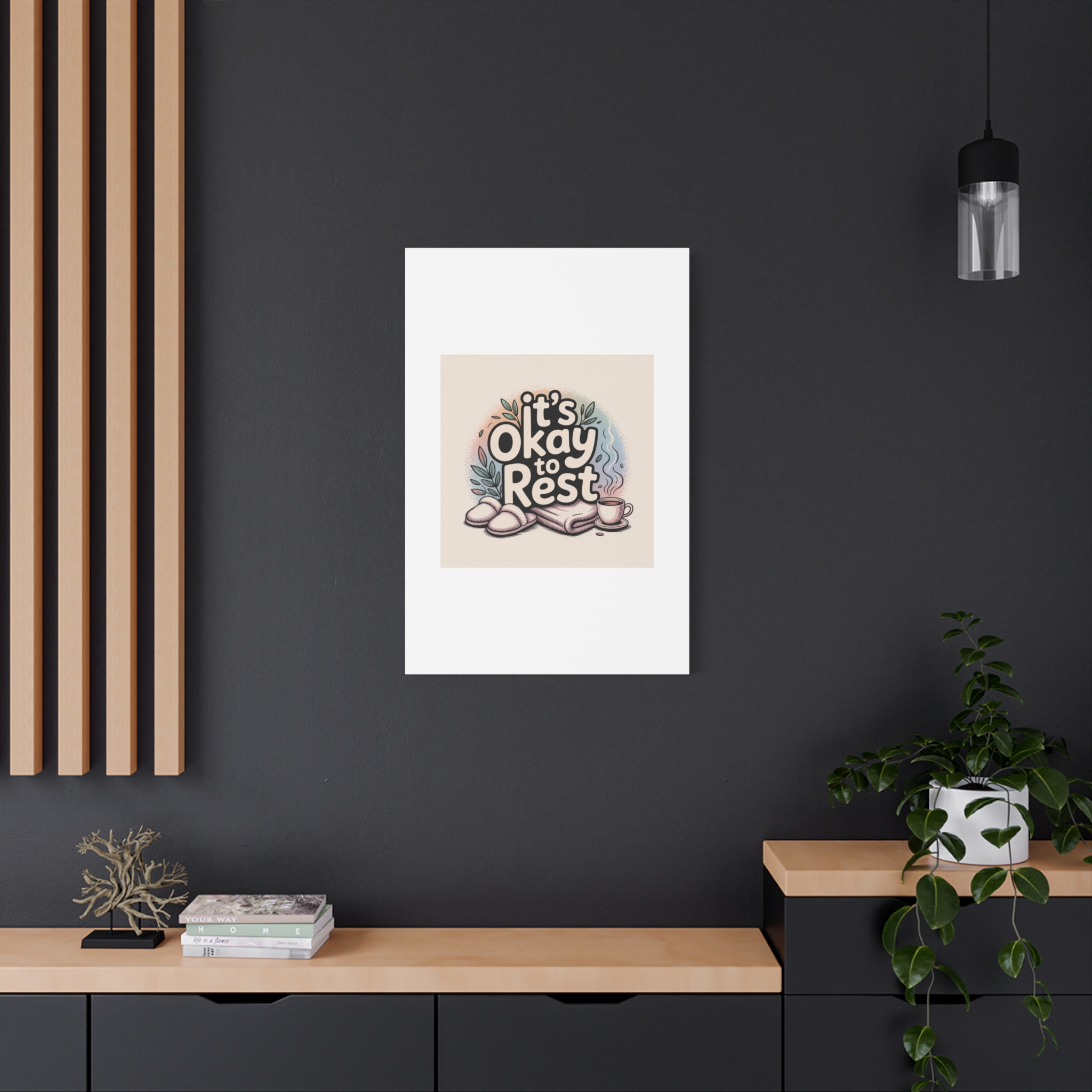 It's Okay to Rest Canvas | Holiday Burnout, Introvert Social Battery Art - Image 176