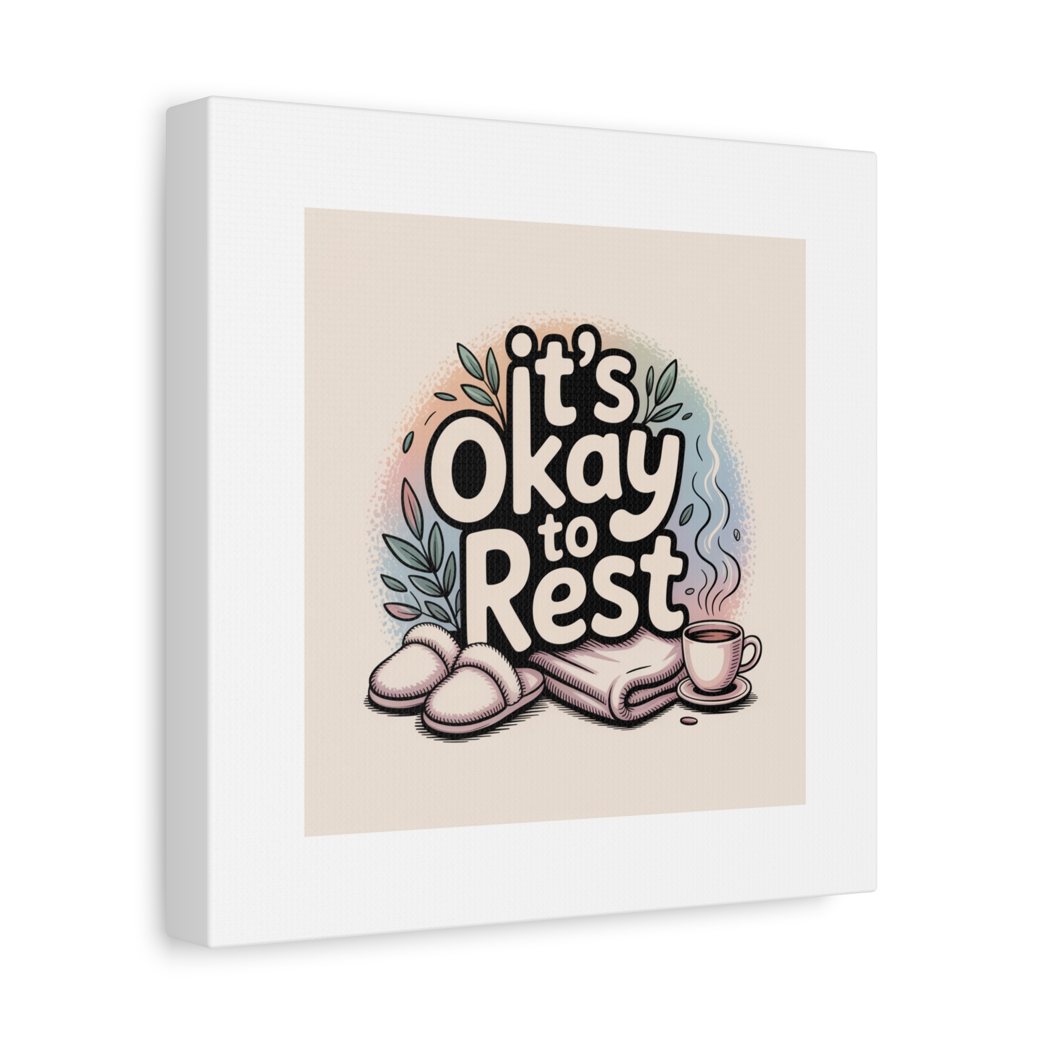 It's Okay to Rest Canvas | Holiday Burnout, Introvert Social Battery Art - Image 206