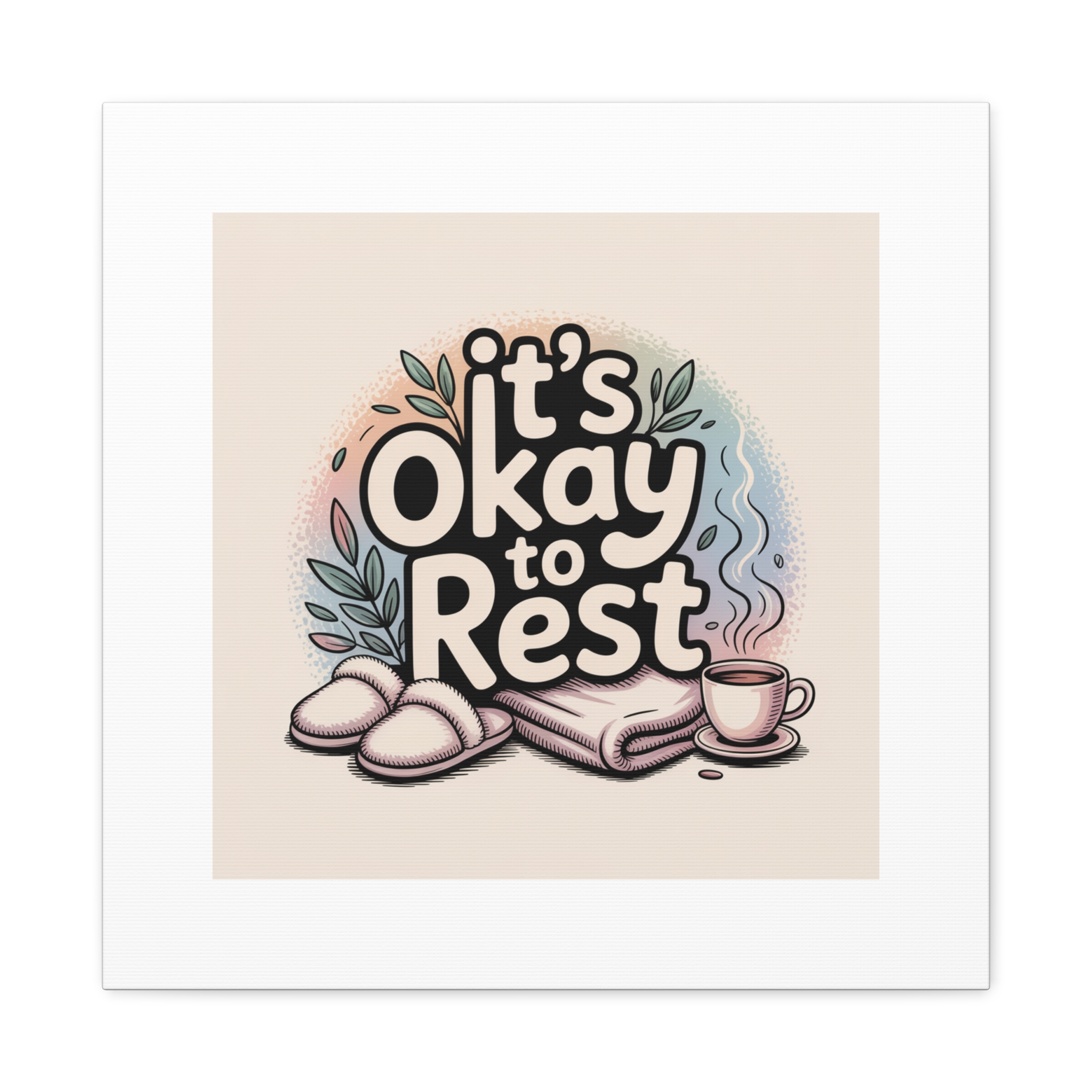 It's Okay to Rest Canvas | Holiday Burnout, Introvert Social Battery Art - Image 221