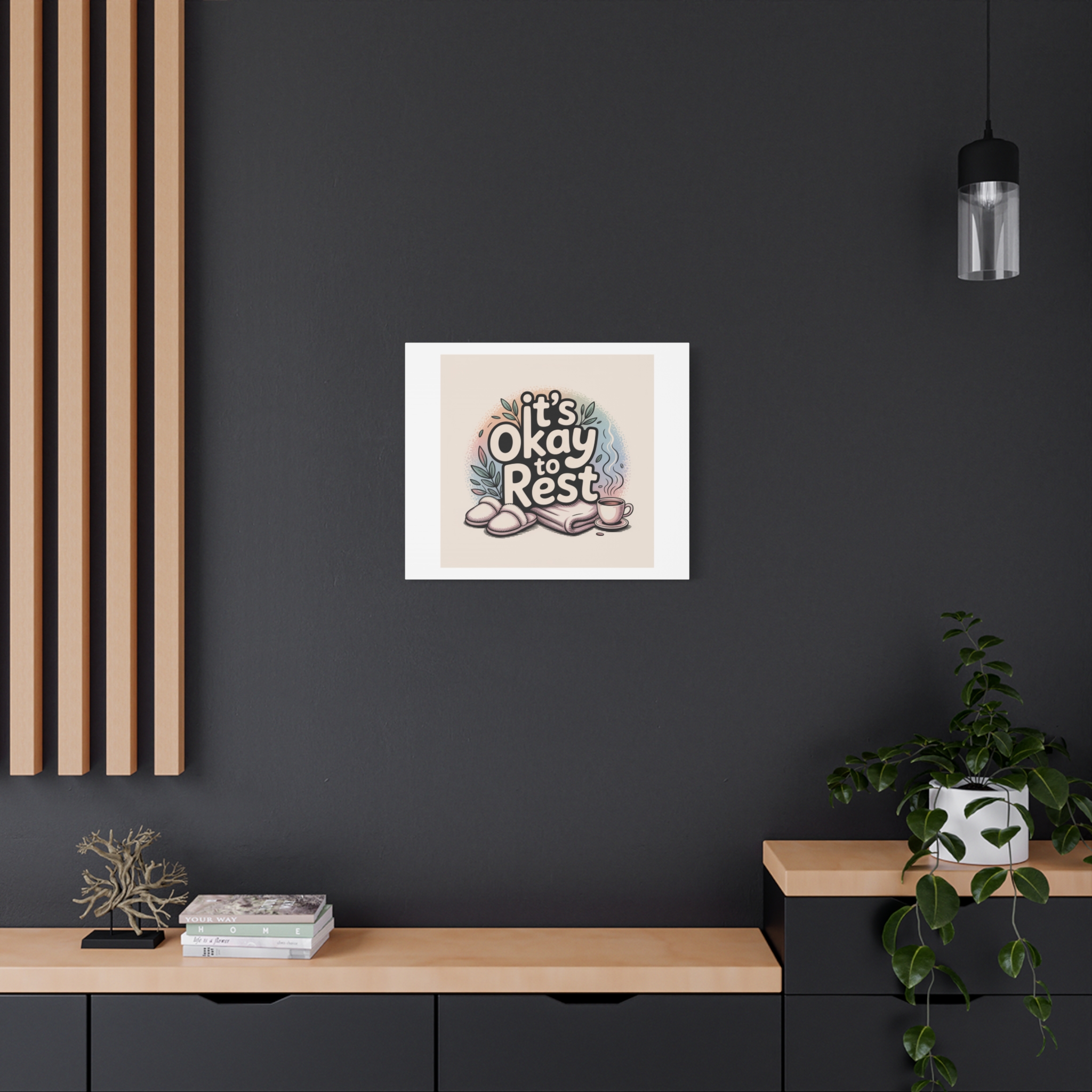 It's Okay to Rest Canvas | Holiday Burnout, Introvert Social Battery Art - Image 40