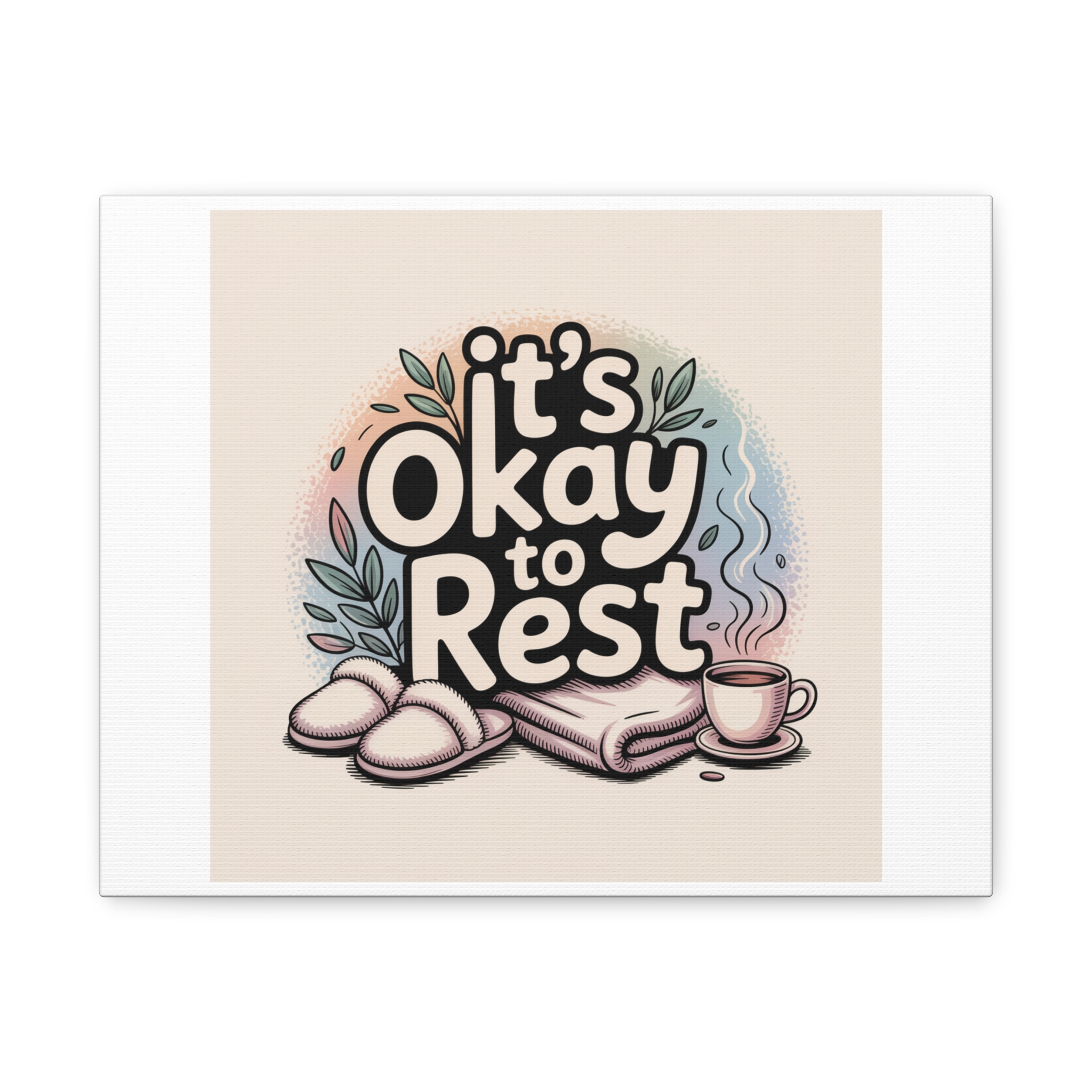It's Okay to Rest Canvas | Holiday Burnout, Introvert Social Battery Art - Image 9