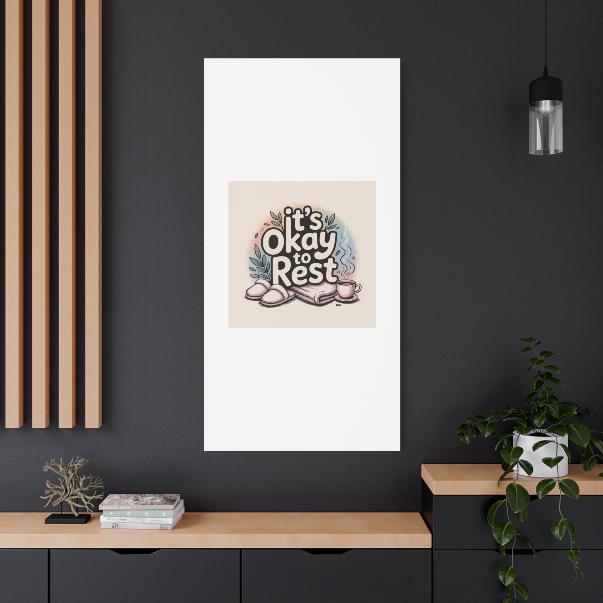 It's Okay to Rest Canvas | Holiday Burnout, Introvert Social Battery Art - Image 188