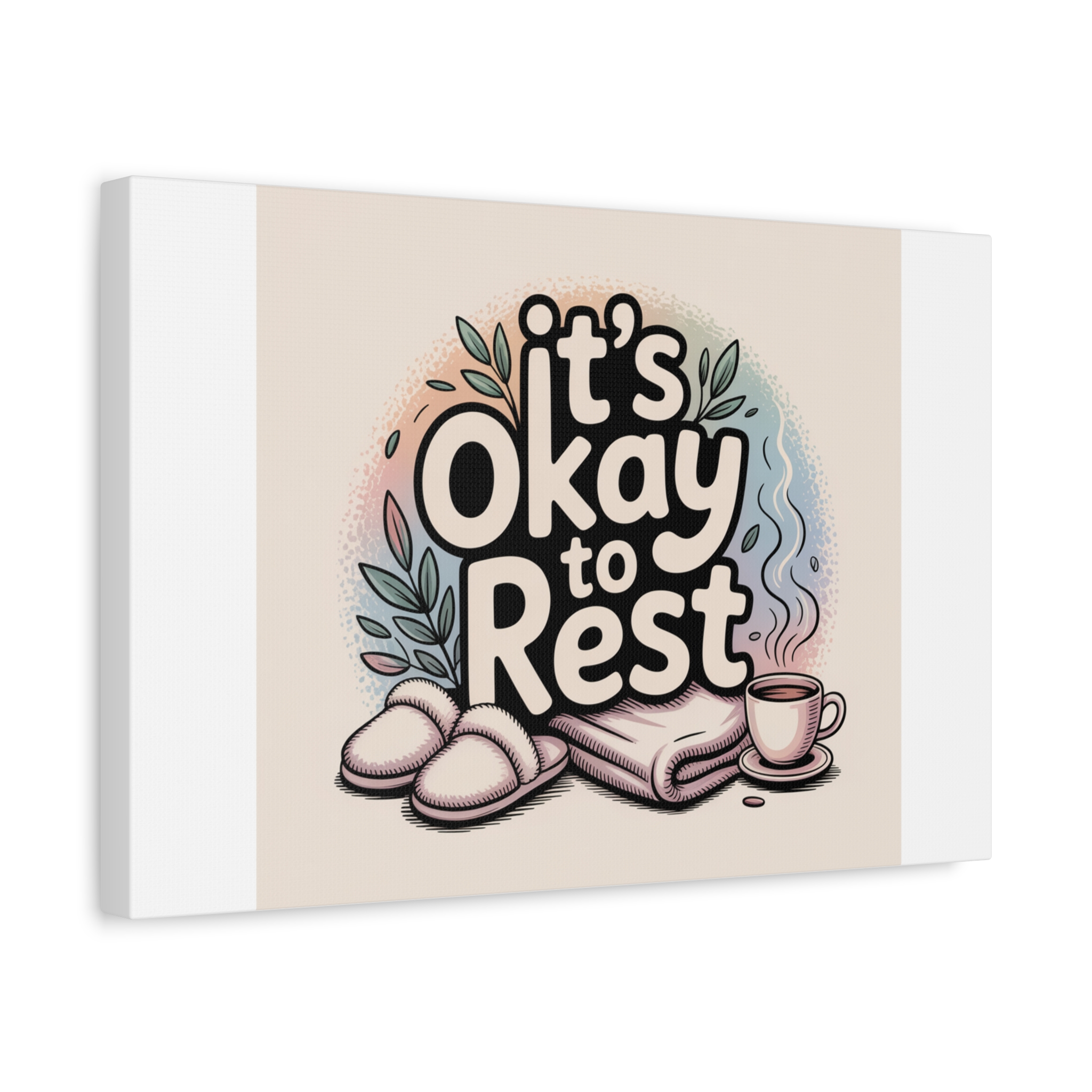 It's Okay to Rest Canvas | Holiday Burnout, Introvert Social Battery Art - Image 18