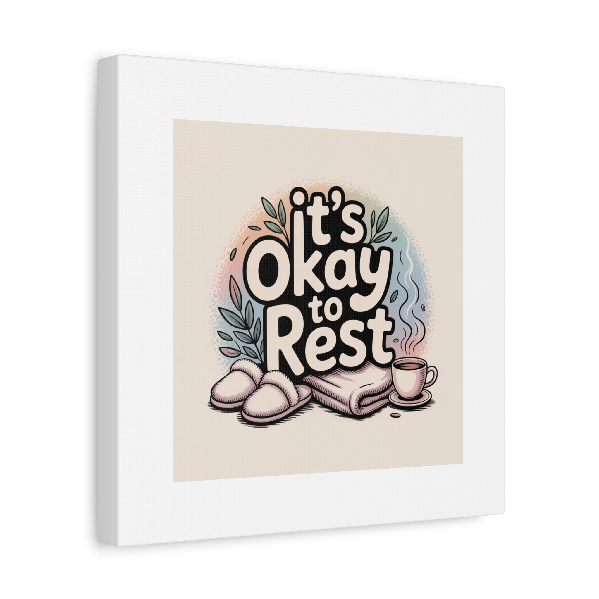 It's Okay to Rest Canvas | Holiday Burnout, Introvert Social Battery Art - Image 210