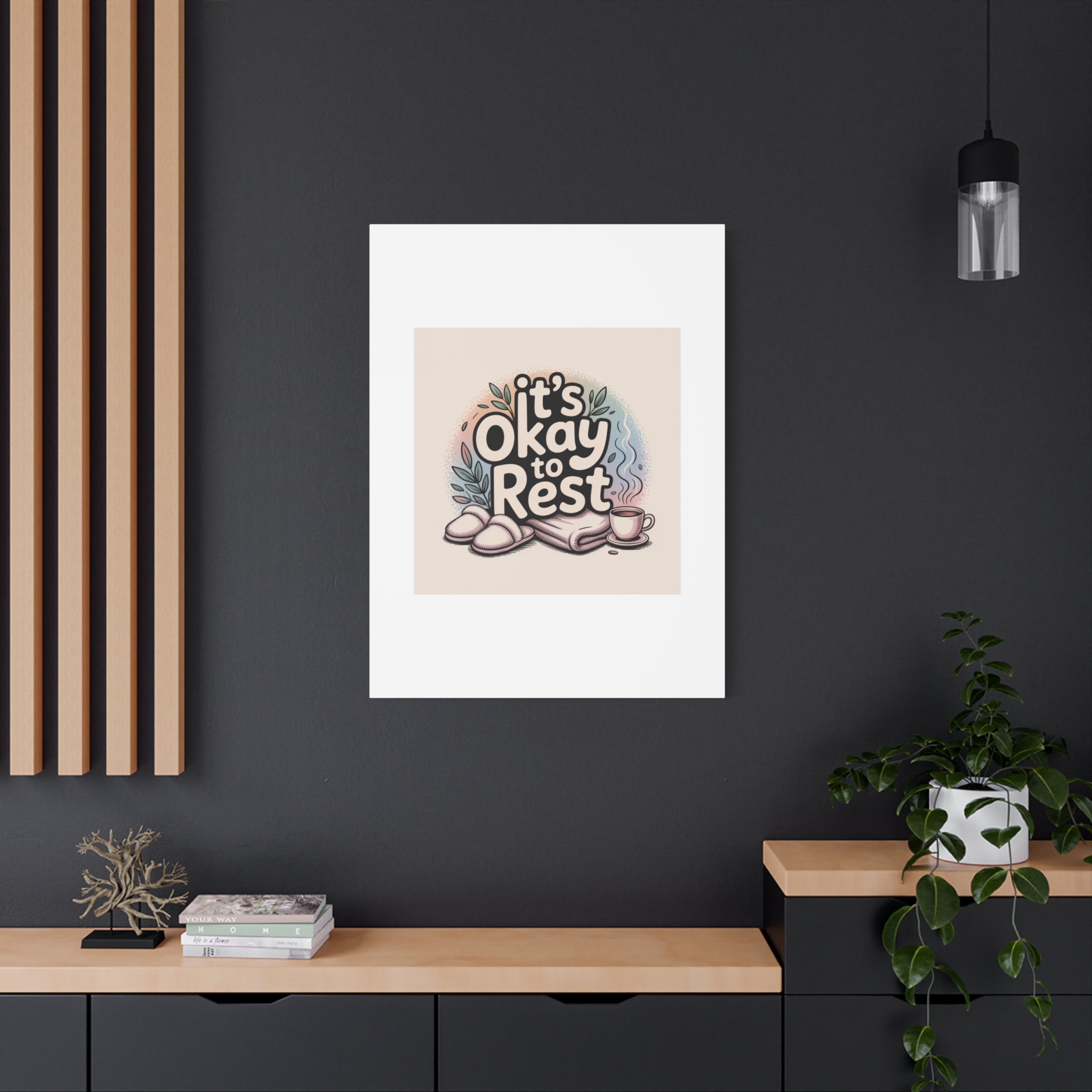 It's Okay to Rest Canvas | Holiday Burnout, Introvert Social Battery Art - Image 184