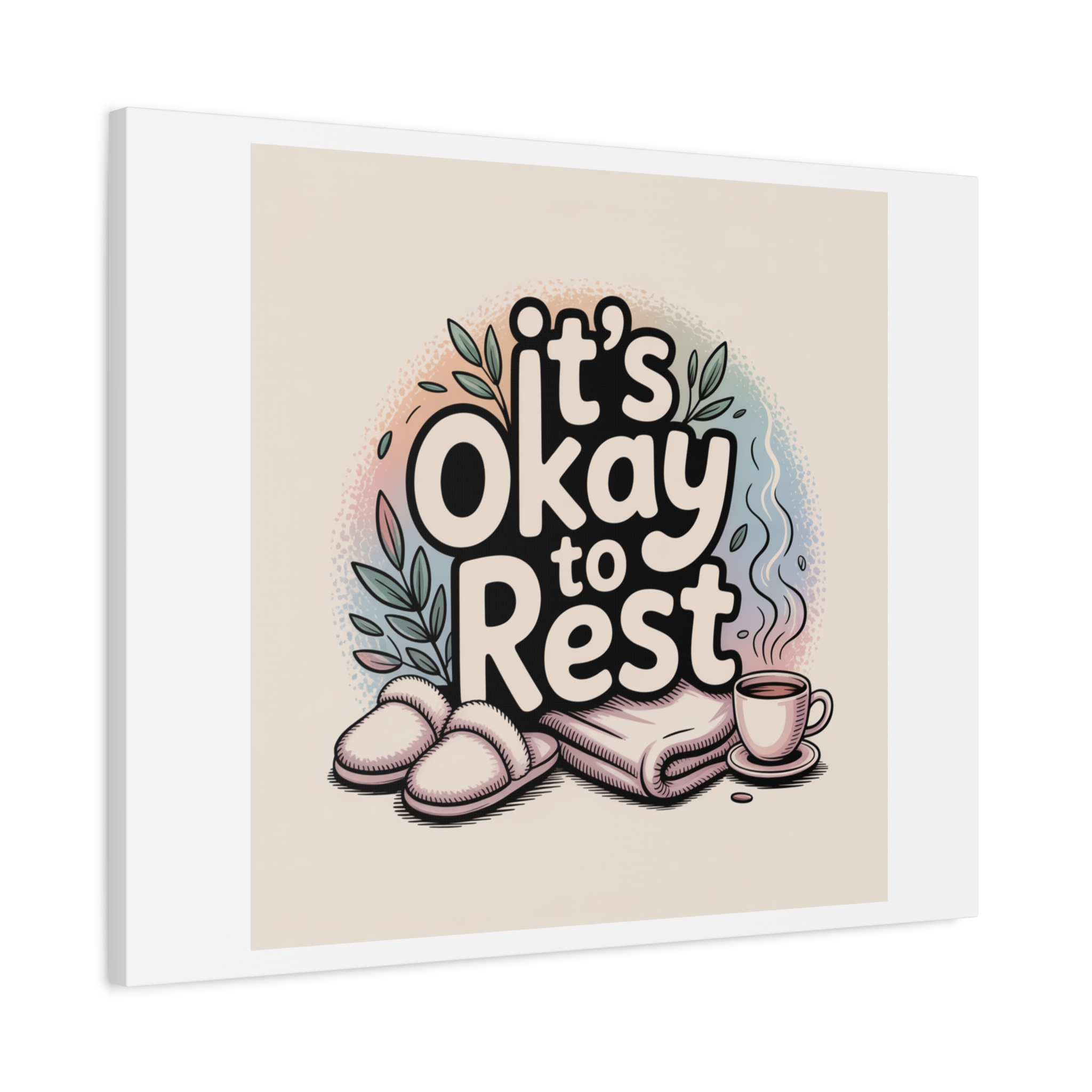 It's Okay to Rest Canvas | Holiday Burnout, Introvert Social Battery Art - Image 50