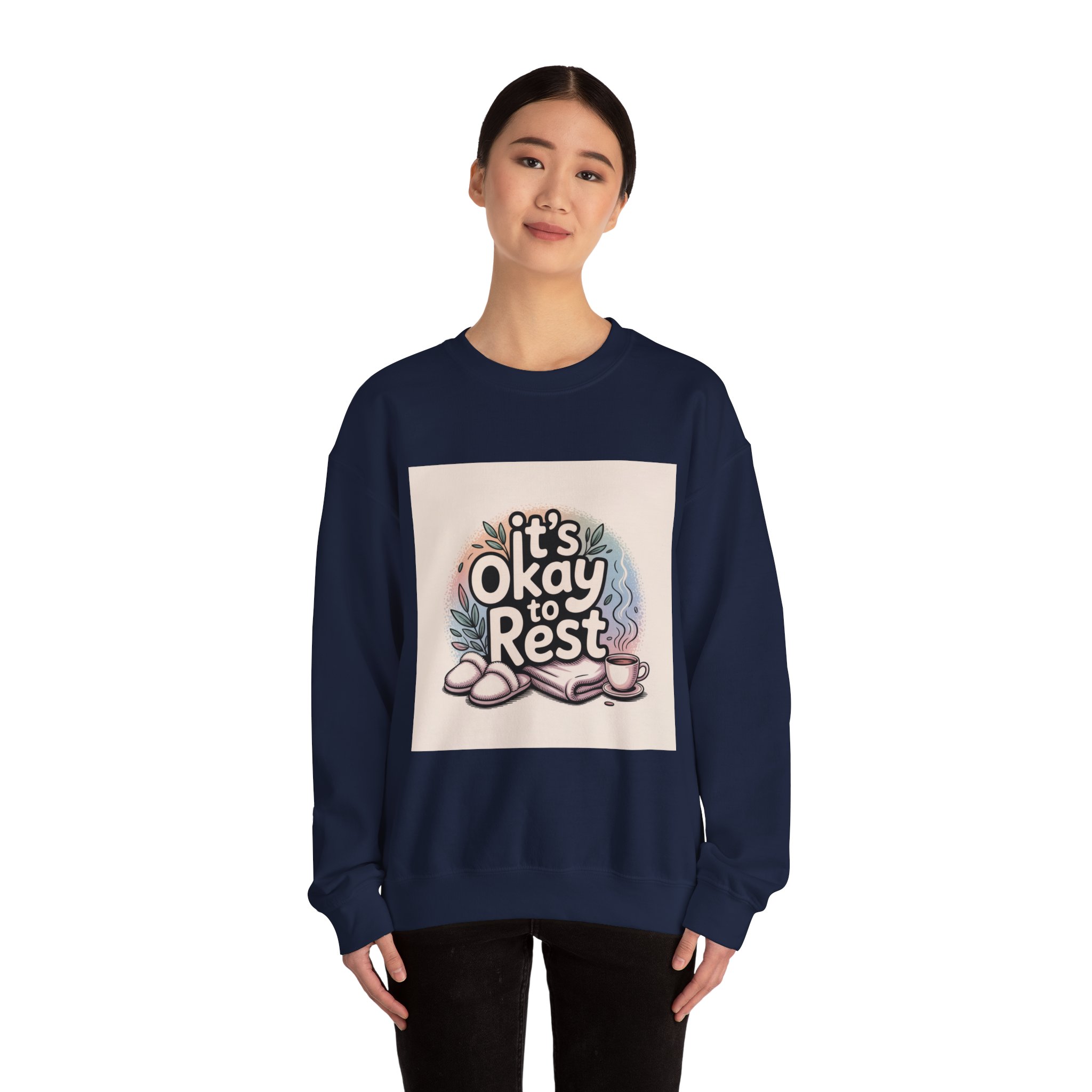 It’s Okay to Rest Sweatshirt | holiday burnout, introvert battery - Image 20