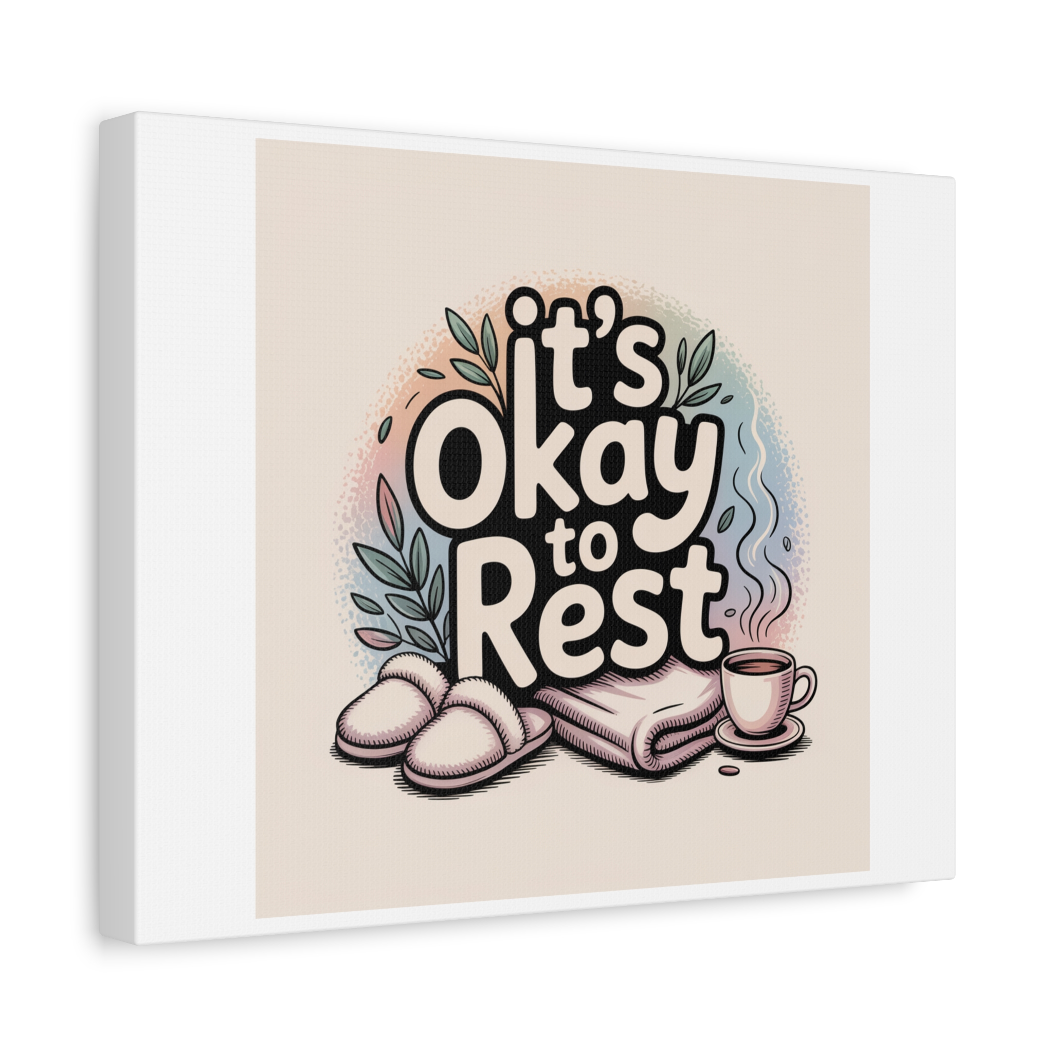 It's Okay to Rest Canvas | Holiday Burnout, Introvert Social Battery Art - Image 10