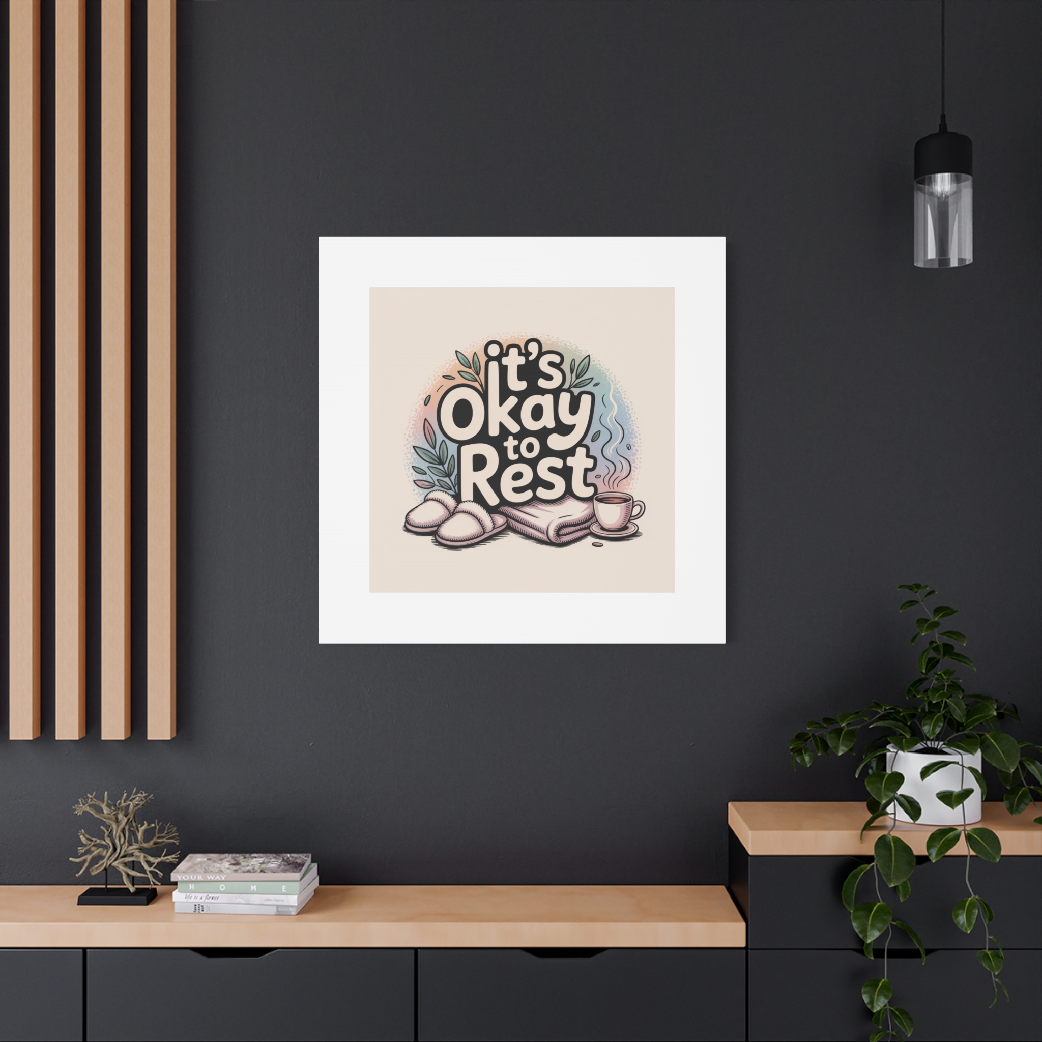 It's Okay to Rest Canvas | Holiday Burnout, Introvert Social Battery Art - Image 240