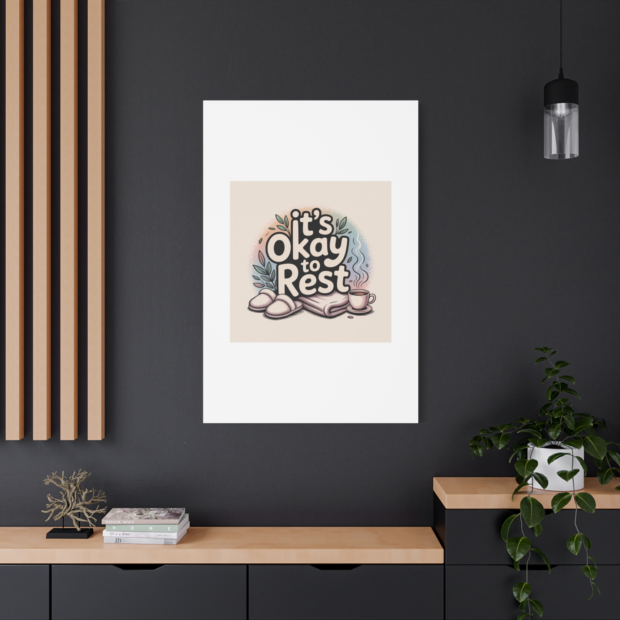 It's Okay to Rest Canvas | Holiday Burnout, Introvert Social Battery Art - Image 192