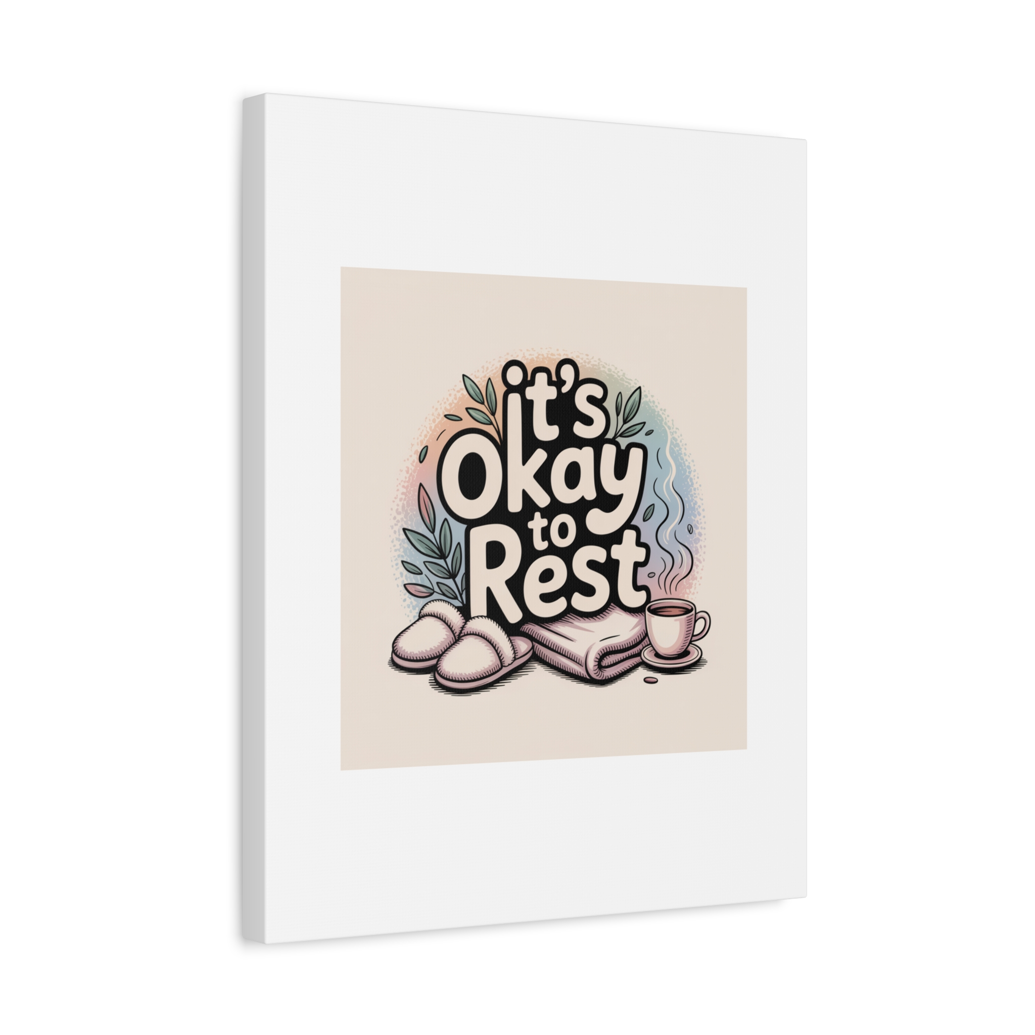 It's Okay to Rest Canvas | Holiday Burnout, Introvert Social Battery Art - Image 134