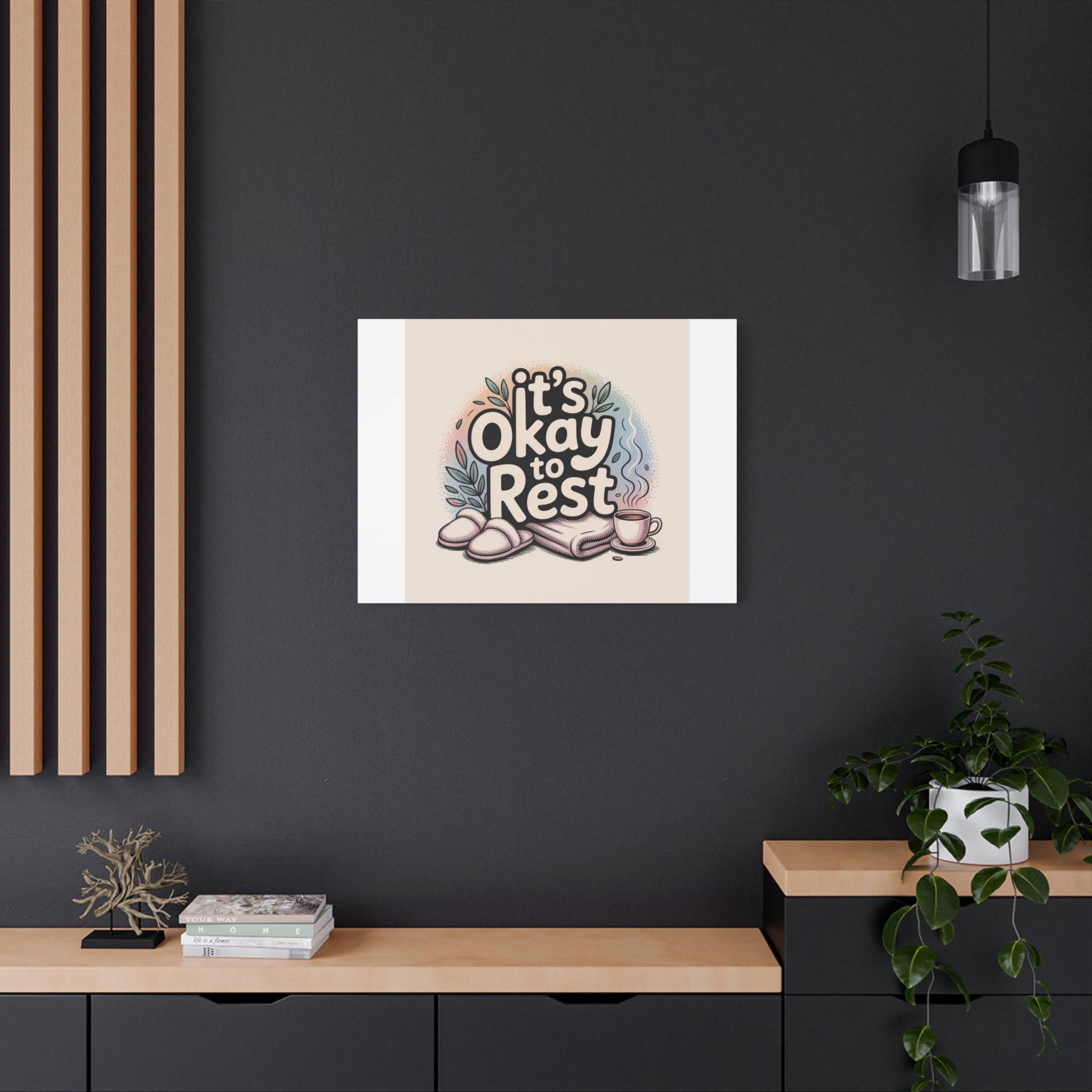 It's Okay to Rest Canvas | Holiday Burnout, Introvert Social Battery Art - Image 56
