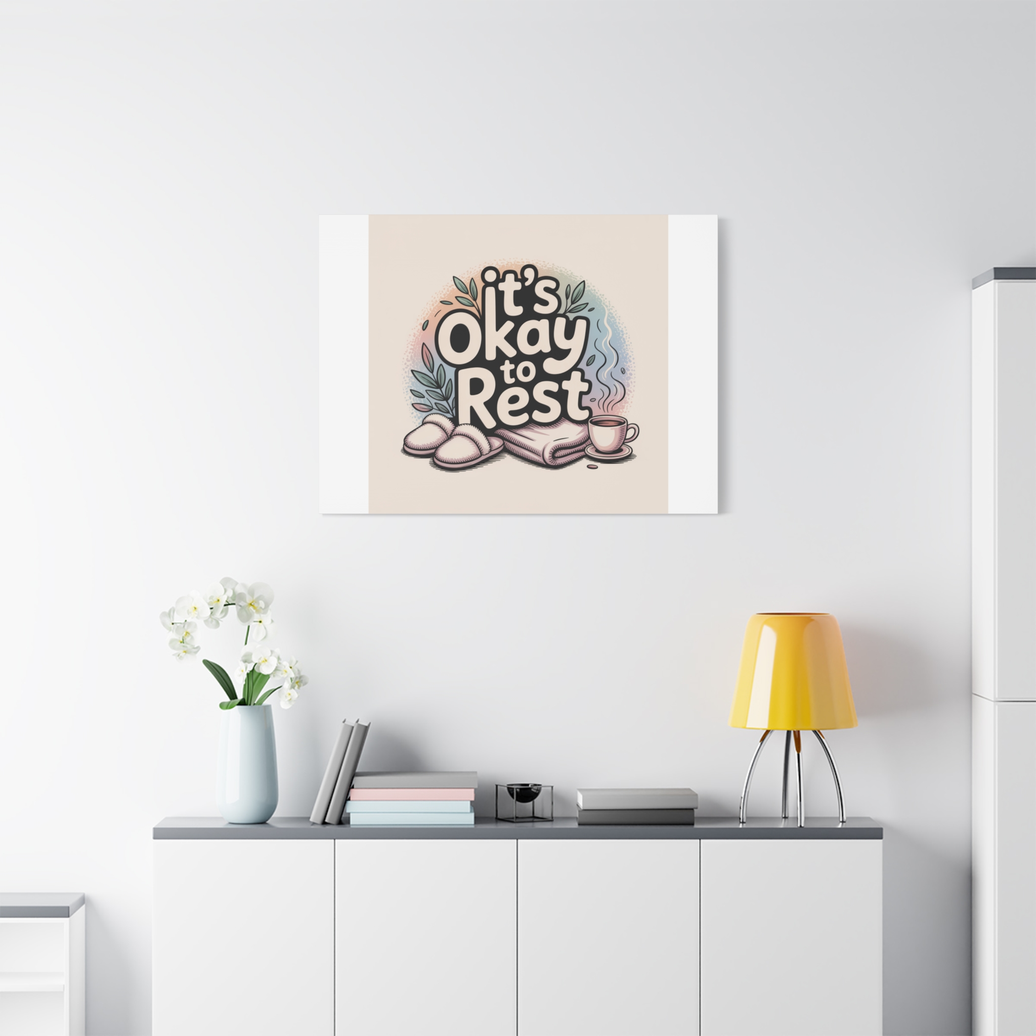 It's Okay to Rest Canvas | Holiday Burnout, Introvert Social Battery Art - Image 71