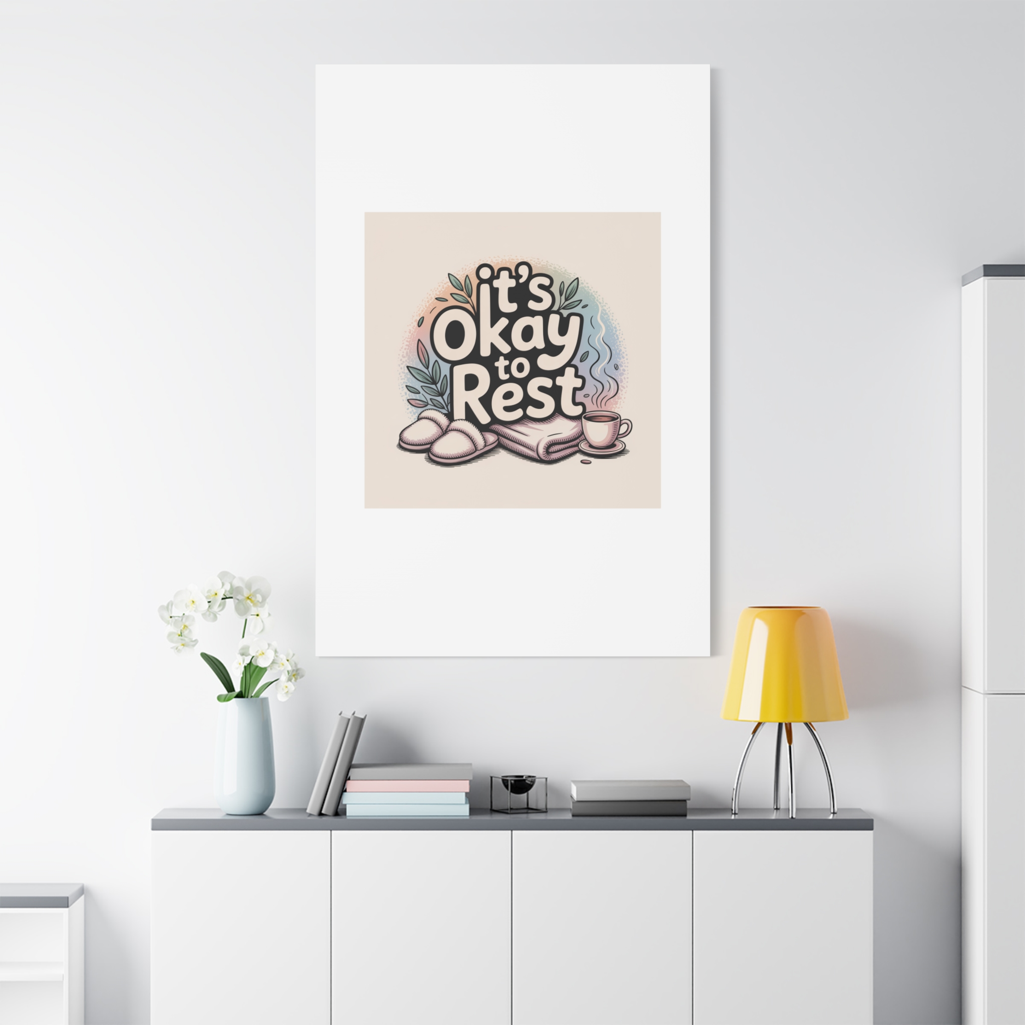 It's Okay to Rest Canvas | Holiday Burnout, Introvert Social Battery Art - Image 199